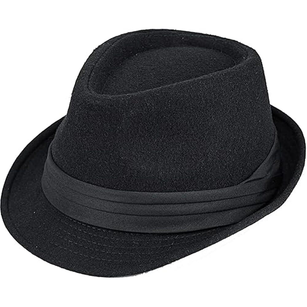 2409 1920s Felt Fedora Hat 20s Black Gangster Trilby Hats Manhattan Derby